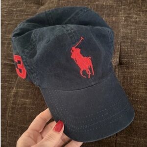 Polo Ralph Lauren Men's Vintage Washed Big Pony Hat-Navy/Red